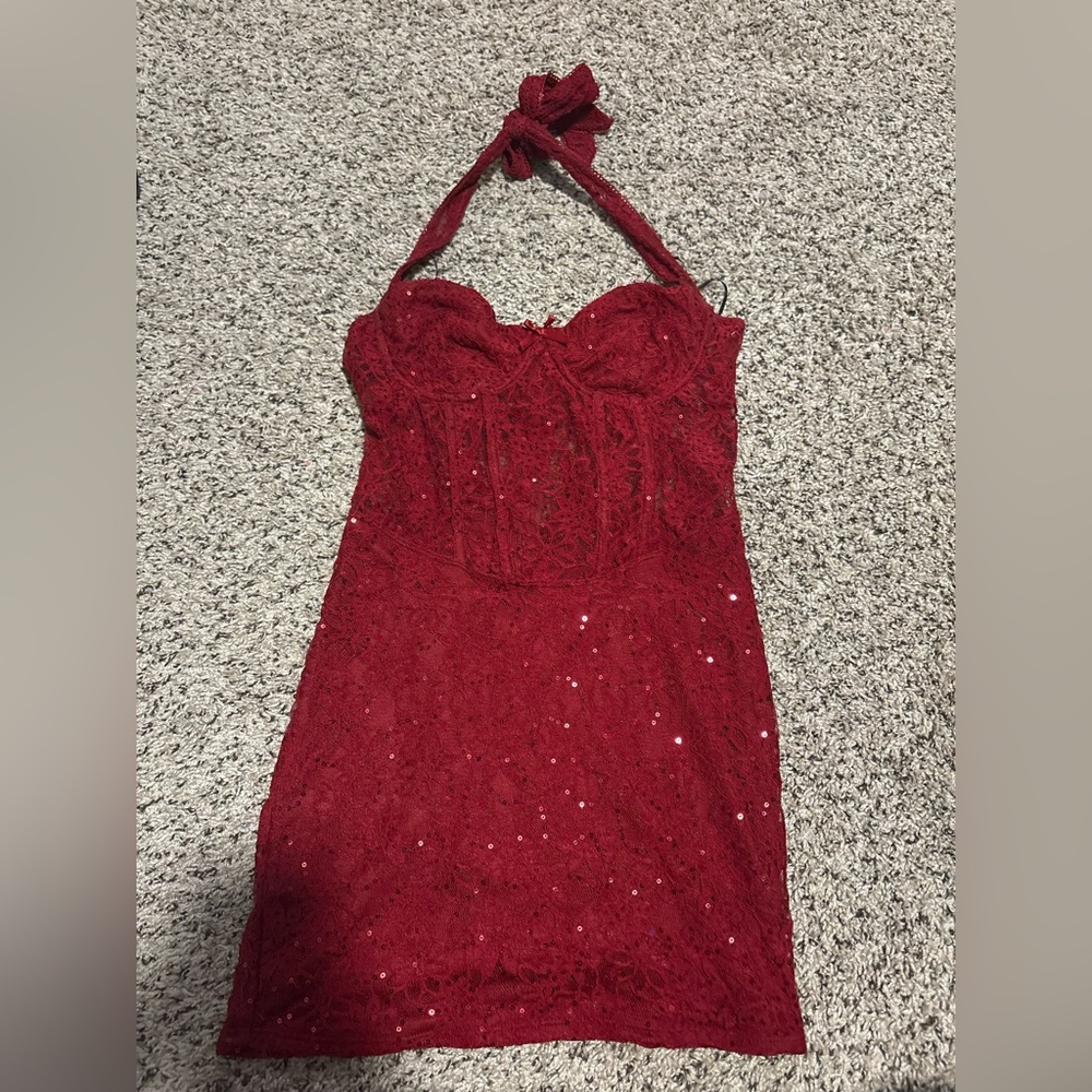 Fashion Nova red corset mini dress